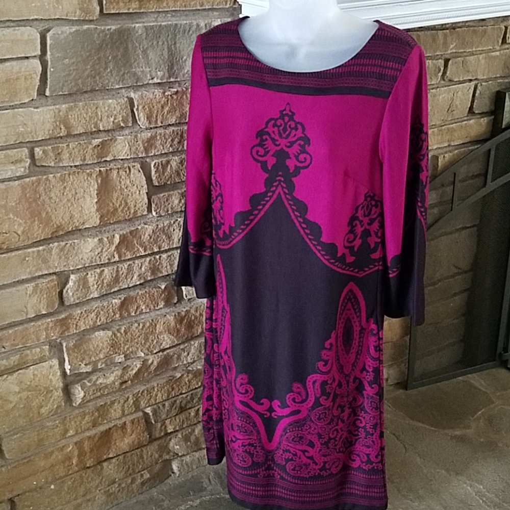 Fushia & Black Column Dress
